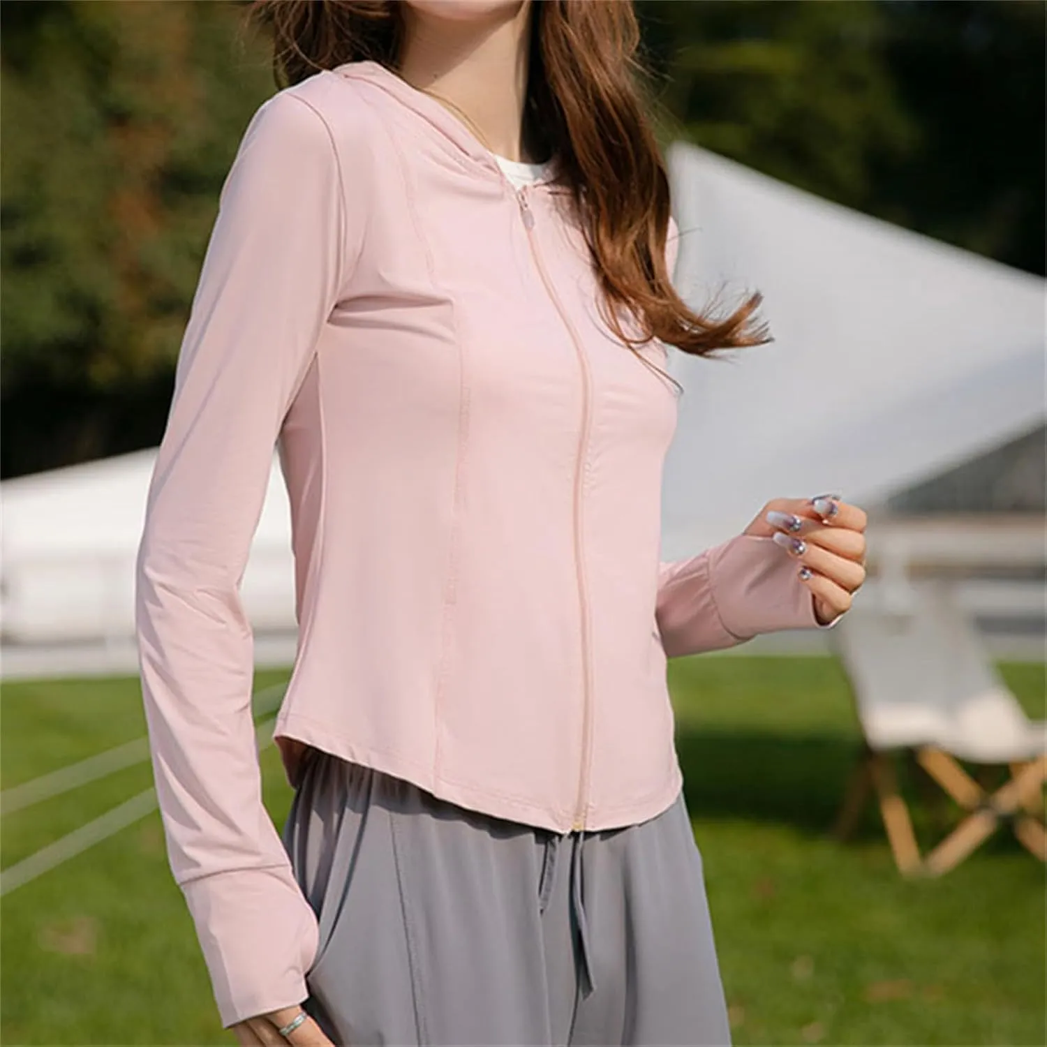 Women Rash Guard Summer Lightweight Sun Protection Full Zip Hoodie Long Sleeve Outdoor Hiking SPF Shirts Cool Jackets