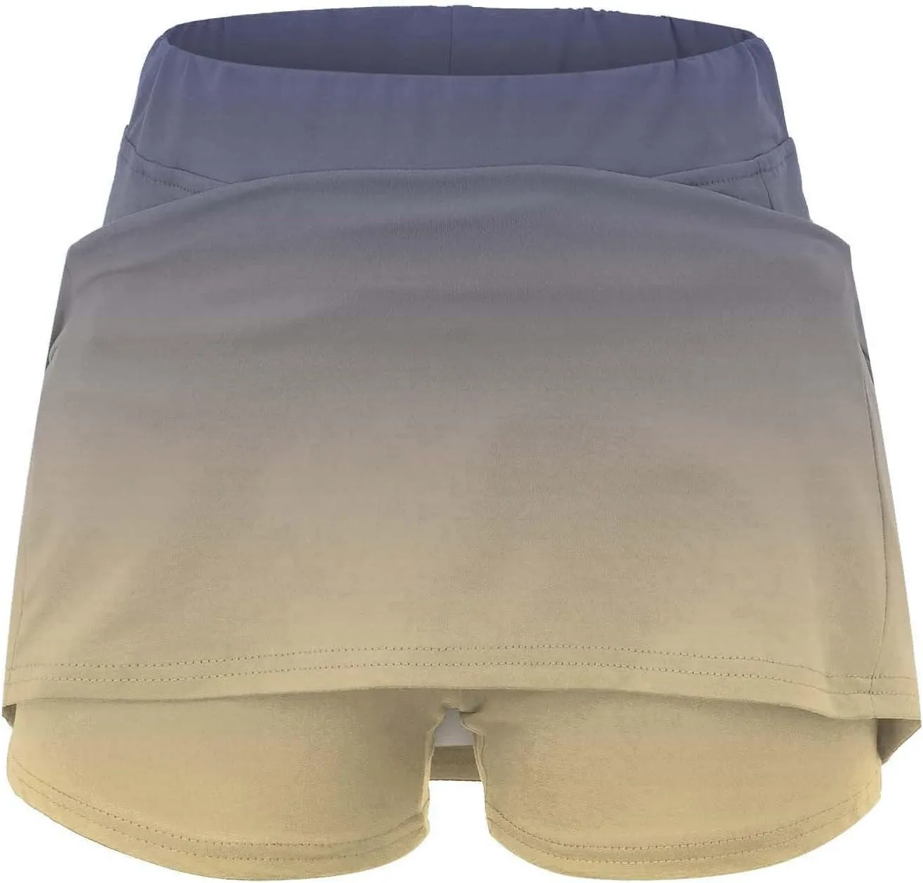 Womens Gradient Skirt Shorts Stretchy High Waisted Home Relaxing Workout Yoga Casual Leggings Skirts with Pockets