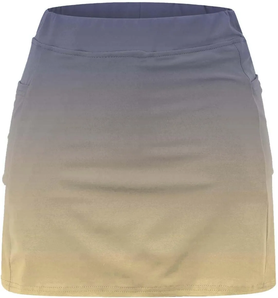 Womens Gradient Skirt Shorts Stretchy High Waisted Home Relaxing Workout Yoga Casual Leggings Skirts with Pockets