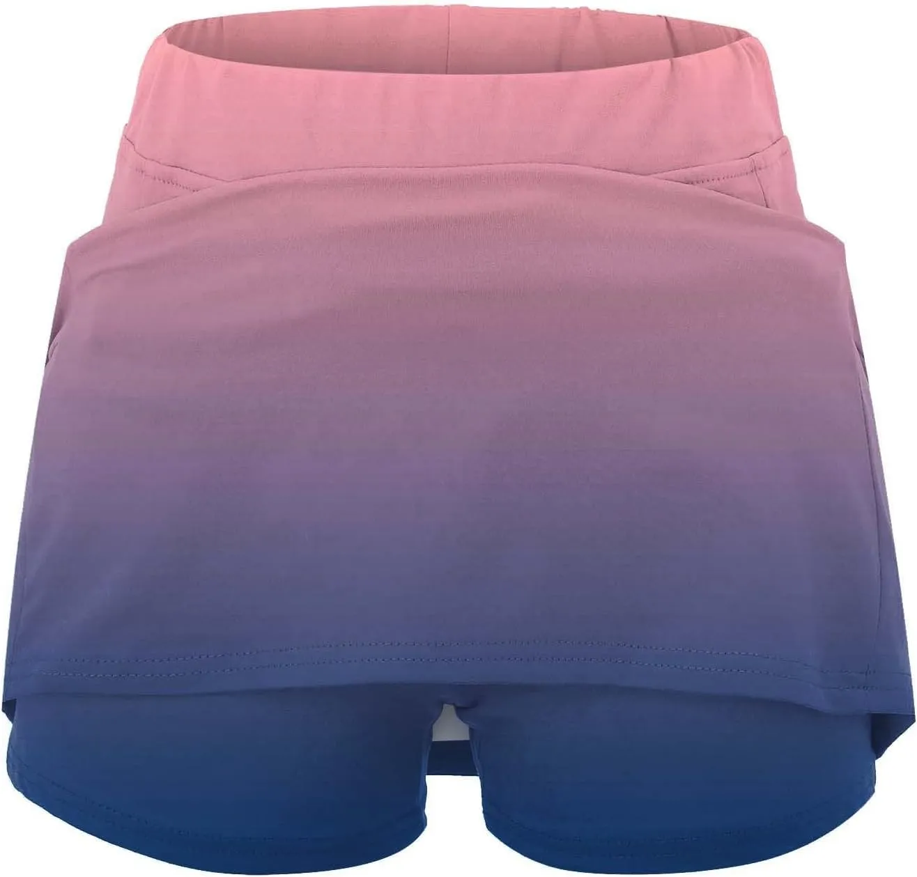 Womens Gradient Skirt Shorts Stretchy High Waisted Home Relaxing Workout Yoga Casual Leggings Skirts with Pockets