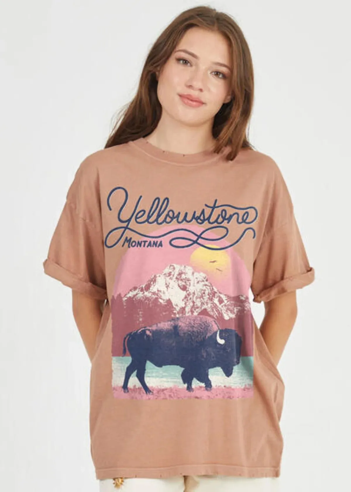 Yellowstone Bison Tee- Clay